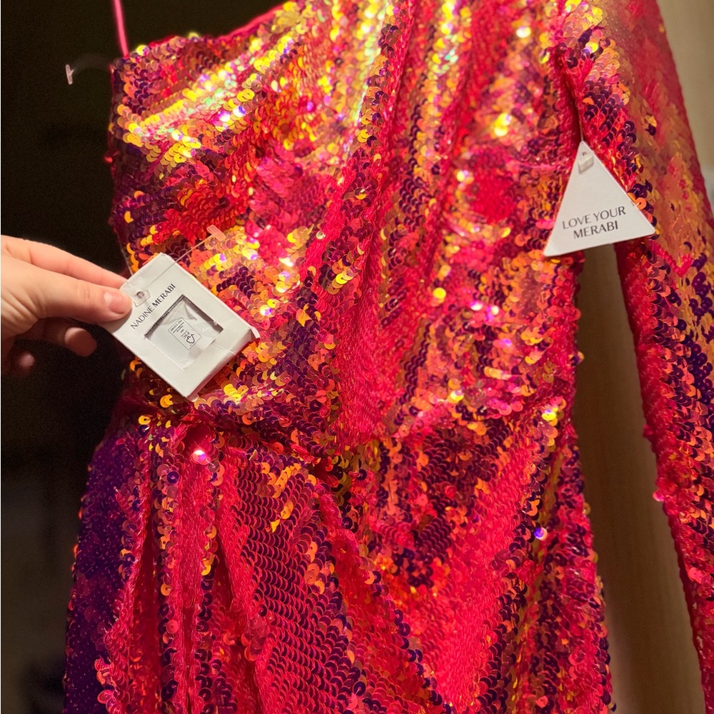 Nadine Merabi- Celina Pink Sequin Dress - Picture 9 of 11